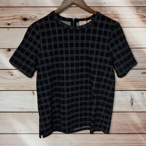 Anthropologie Black Window Pane Top Size Small Black